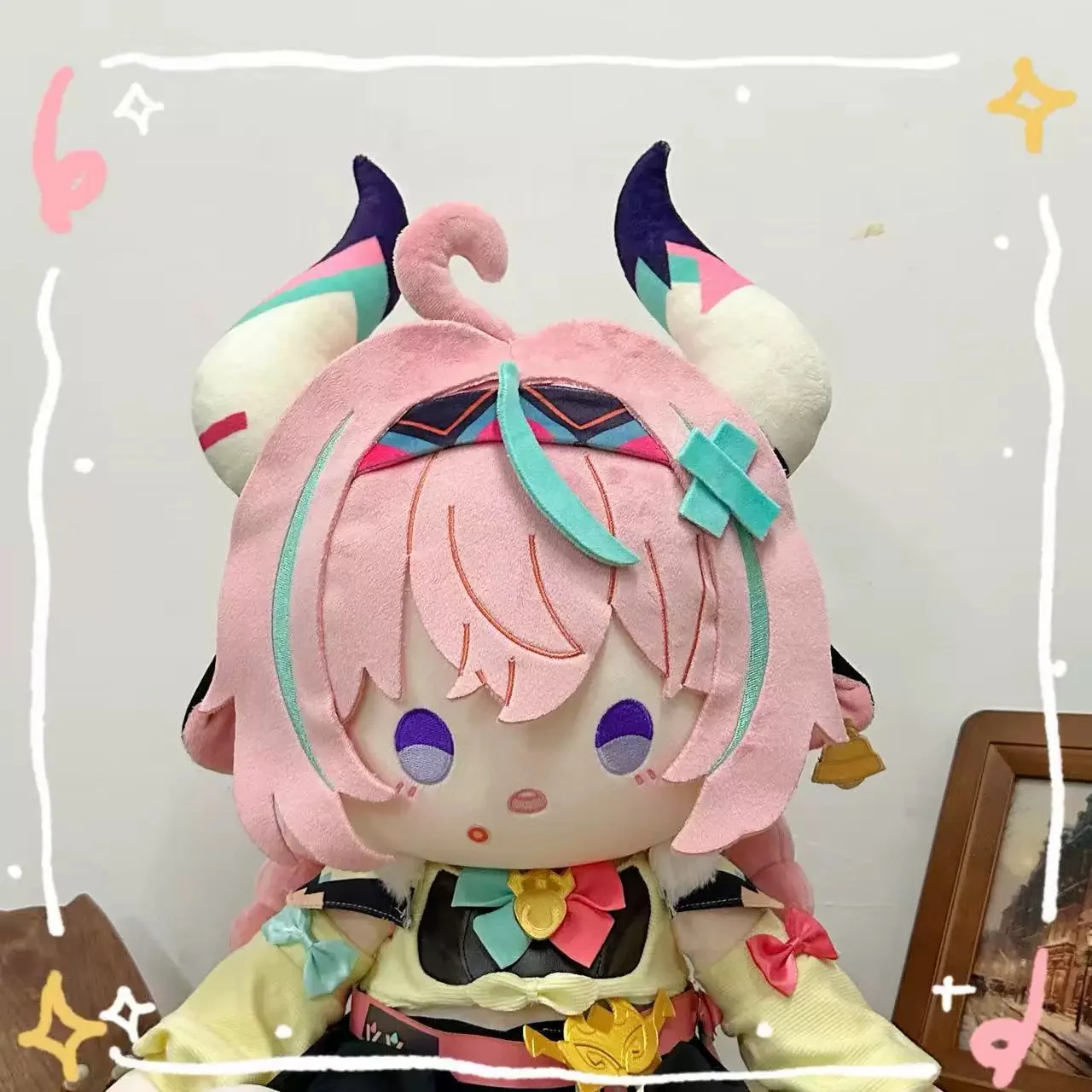 【Free Shipping】Smile House Fanart Big Horns Girl Plushies Girl Staring Eyes 40CM Plush Doll - Image 4