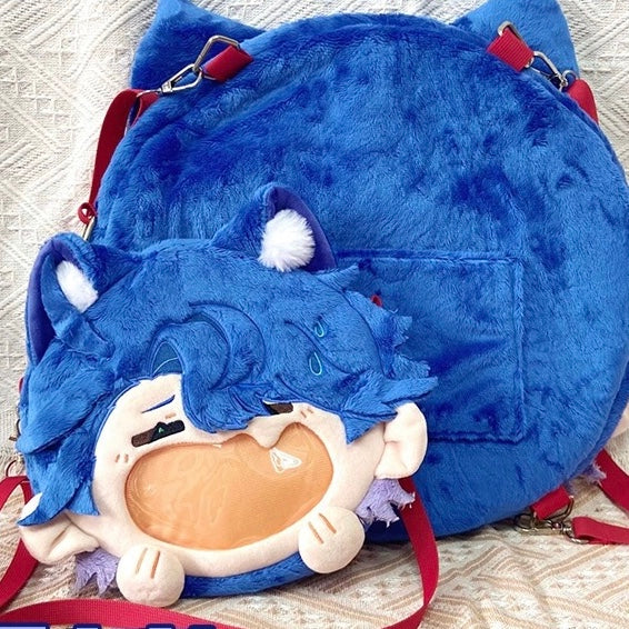 Smile House Blue-haired Crossbody Bag Backpack  35*37Cm - Image 3