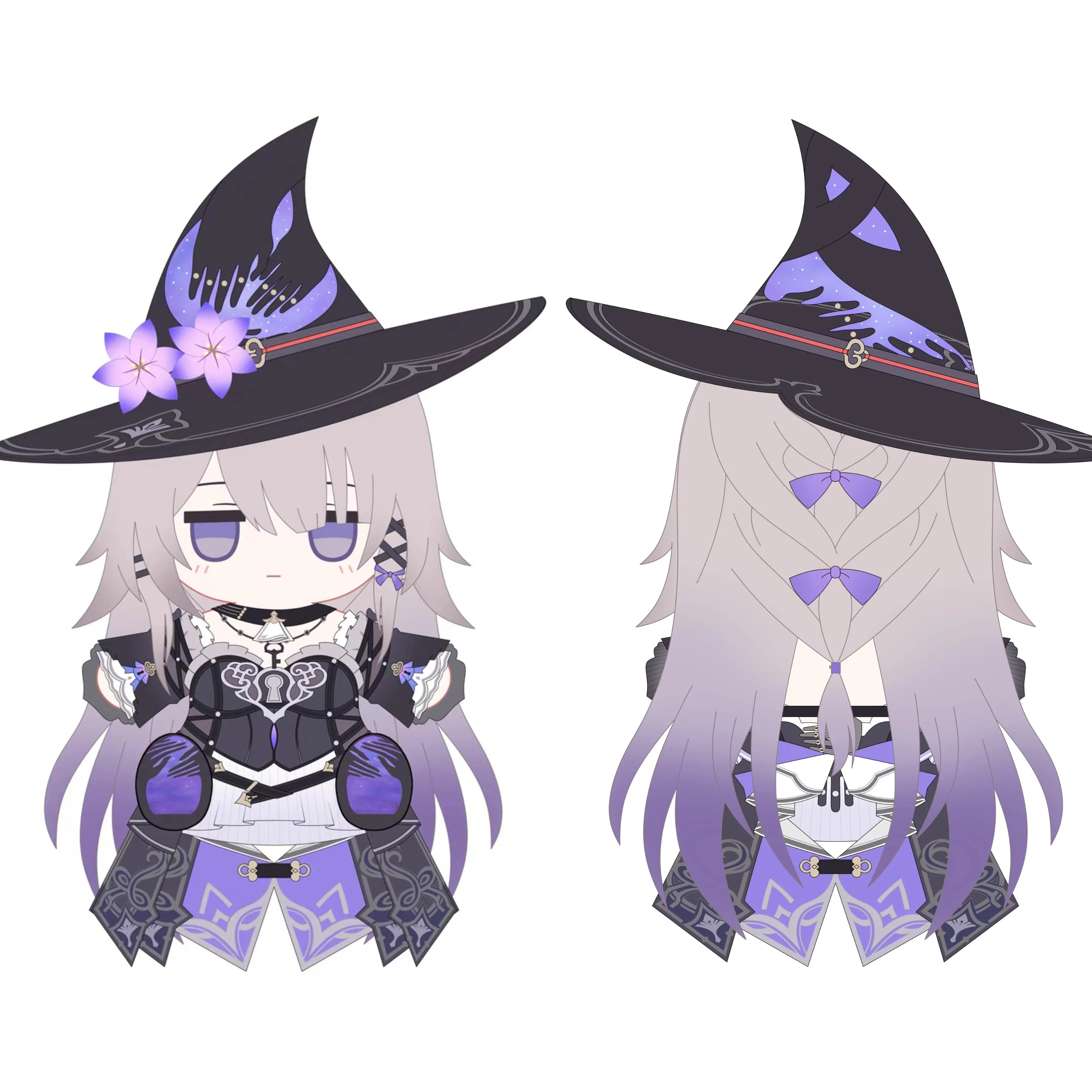 Smile House Fanart Big Purple Hat Plushies Female 40CM Big Eyes Plush Doll With Clothes - Image 11