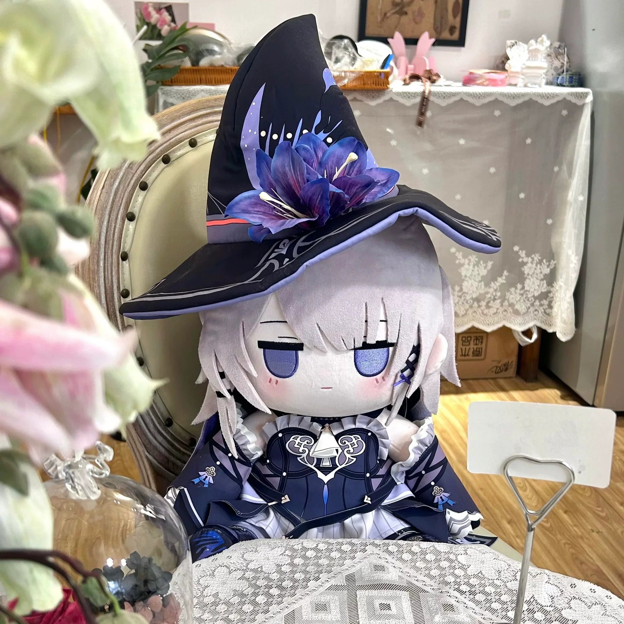 Smile House Fanart Big Purple Hat Plushies Female 40CM Big Eyes Plush Doll With Clothes - Image 7
