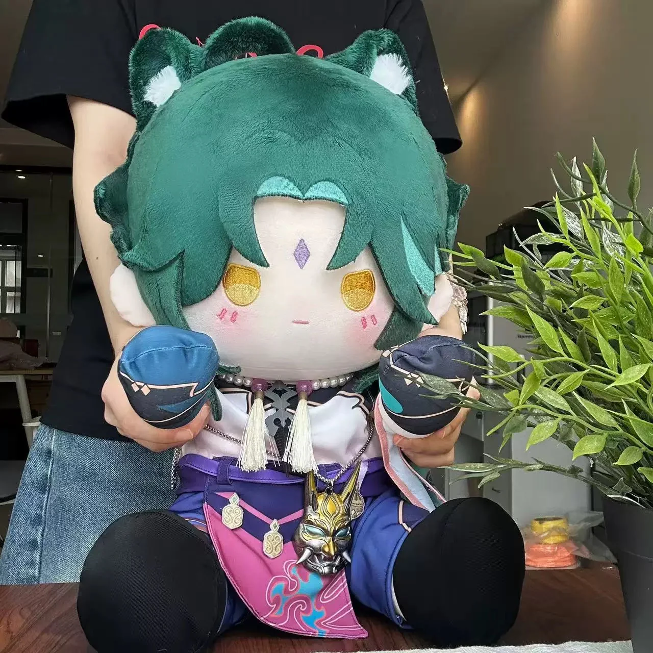Smile House Fanart Green Hair Big SIze Plushies Staring 40CM Plush Doll - Image 3