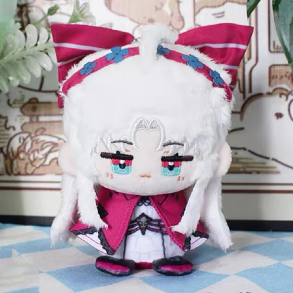 Smile House Fanart Horn Plushtoy Plushies White Hair Red Cat Cloak Plush Doll 12CM - Image 3