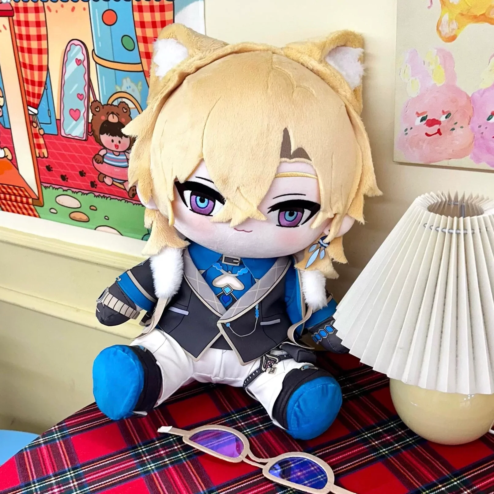 Smile House Fanart Male Plushies Cat Ears With Hat 40CM Plush Doll With Hat - Image 6