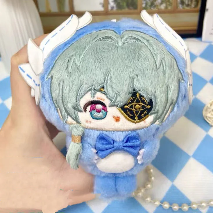Smile House Fanart Plushball Blue Yellow White Hair Cute Doll 12CM Keychain - Image 2
