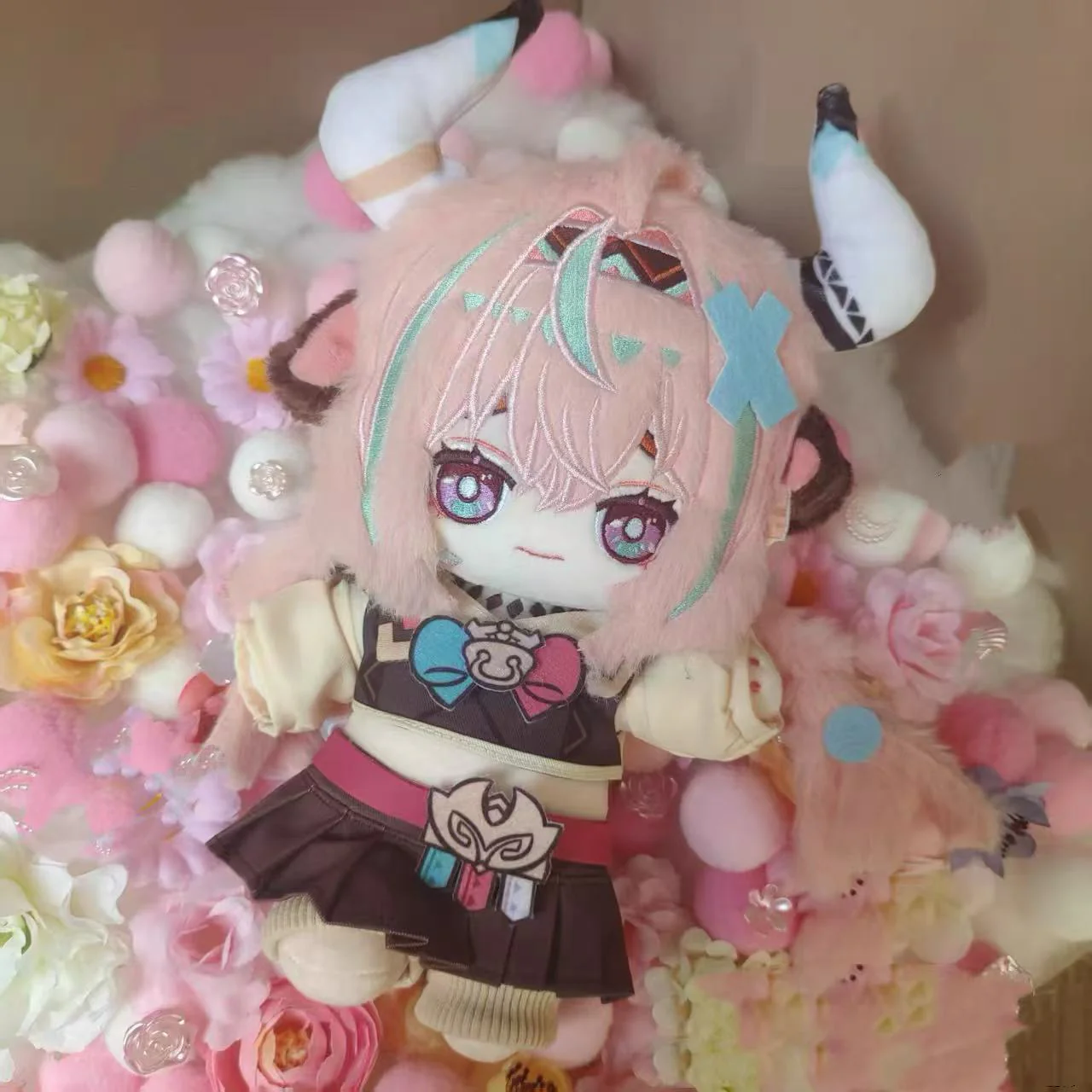 Smile House Fanart Plushtoy Plushies Pink Hair With Horns 20CM Plush Doll - Image 4