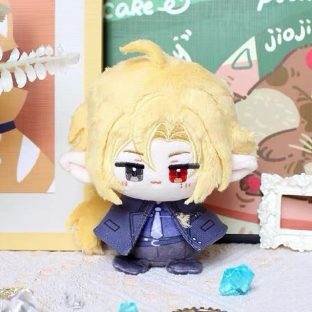 Smile House Fanart Purple Yellow Hiar Glasses Cloak Plush Doll 12CM - Image 4