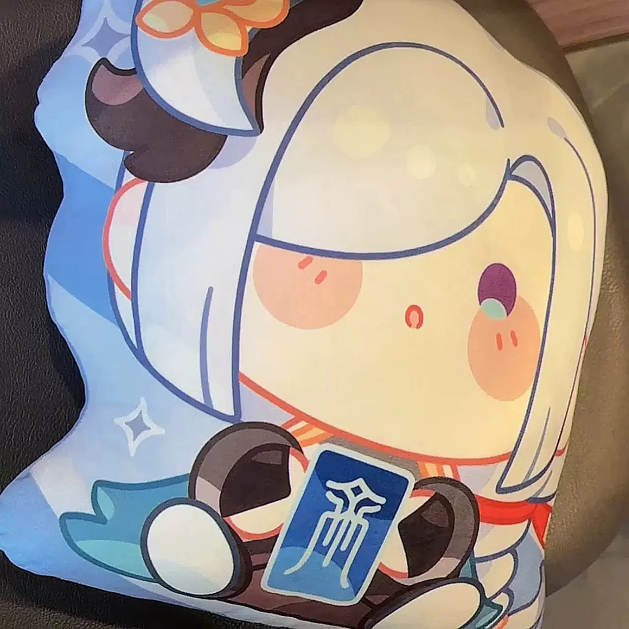 Smile House Fanart Solft  Pillow White Hair Plush Doll 38CM - Image 2