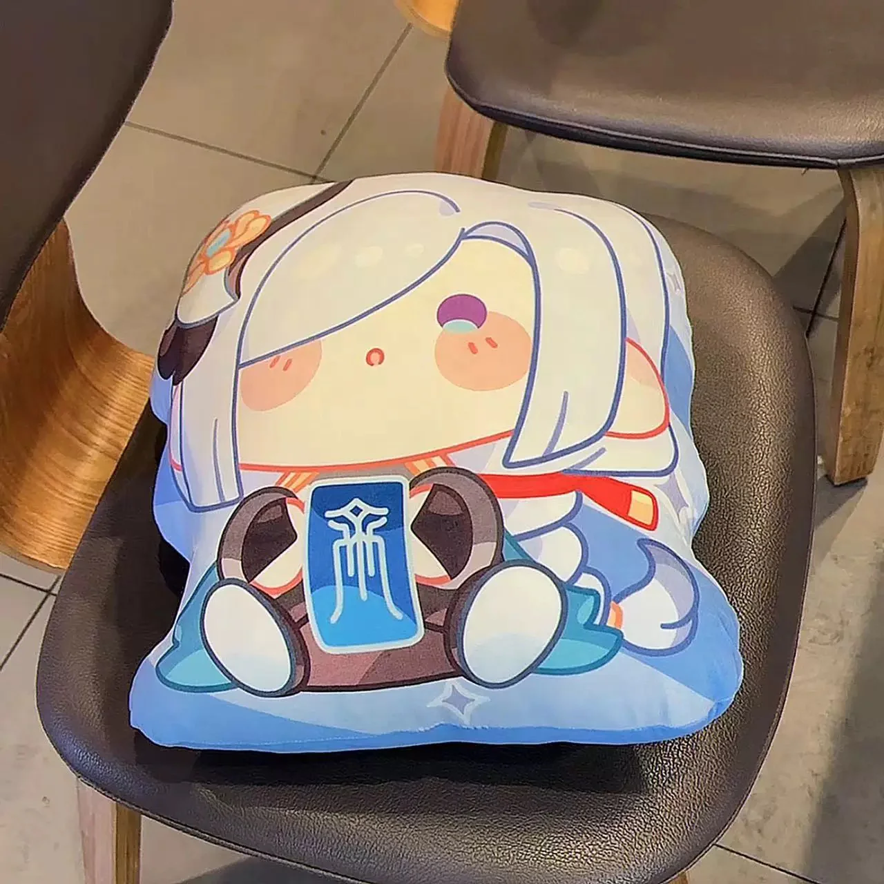 Smile House Fanart Solft  Pillow White Hair Plush Doll 38CM - Image 3