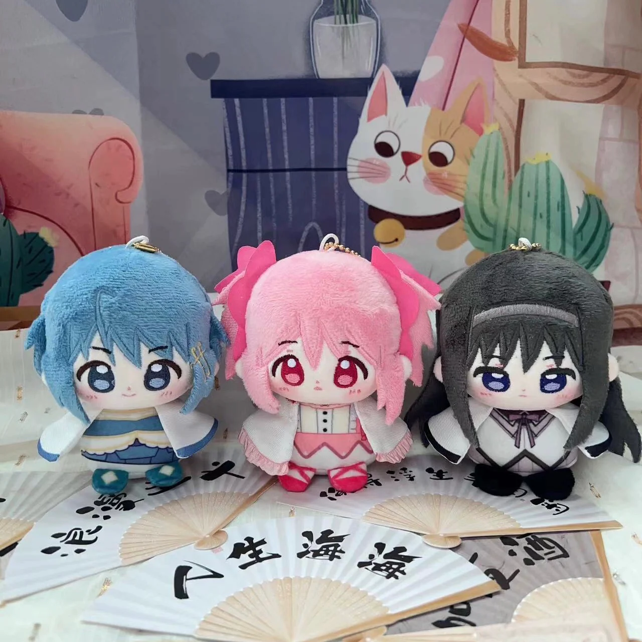 Smile House Fanmade Pink Black Yellow Blue Red Hair Cloak 12CM Plush Doll - Image 2