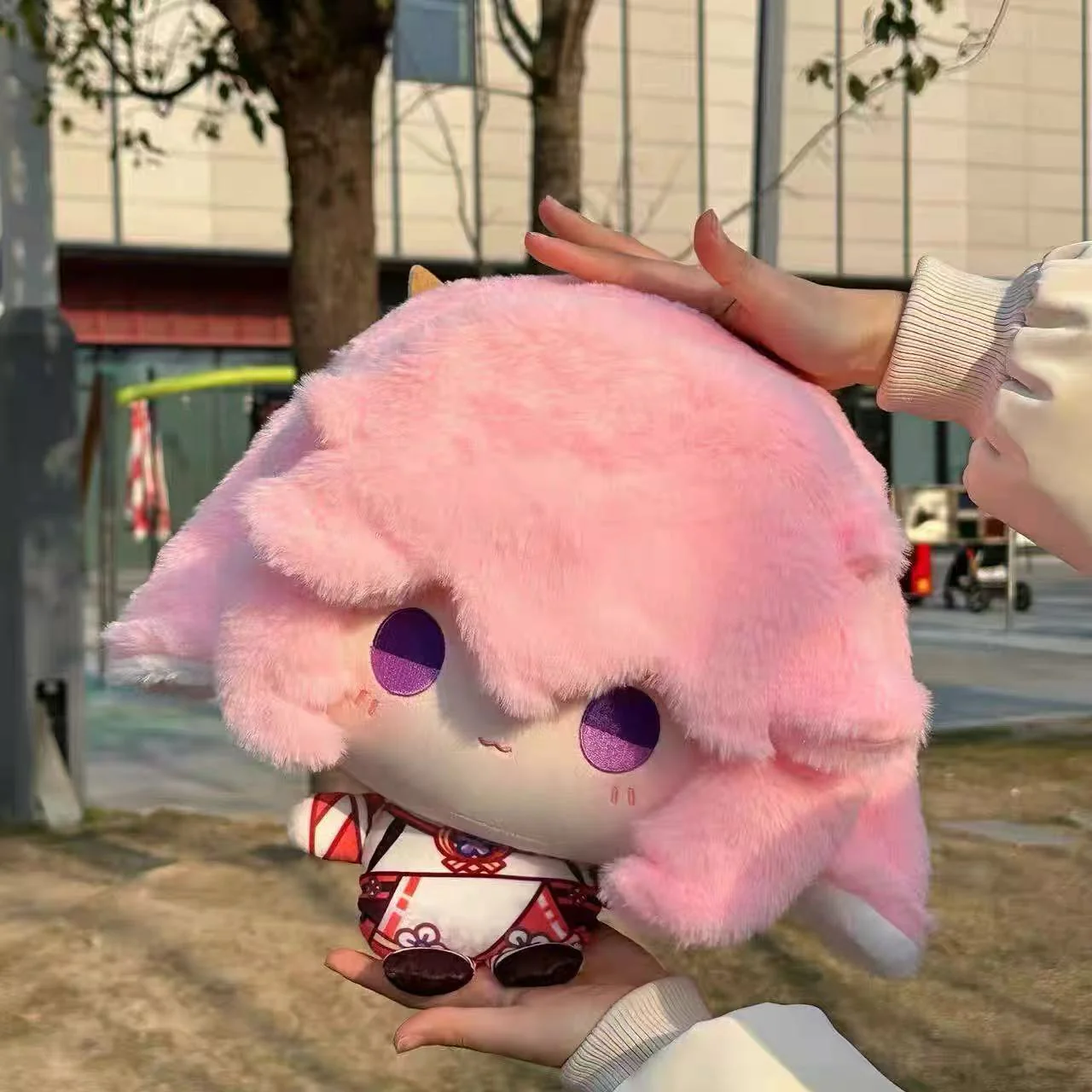 Smile House Fanmade Plushies Female Pink Big Head 30CM Plush Doll With Headpiece - Image 3