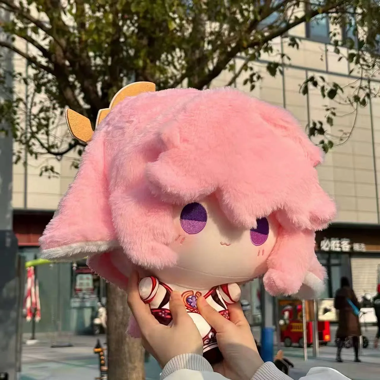 Smile House Fanmade Plushies Female Pink Big Head 30CM Plush Doll With Headpiece - Image 4