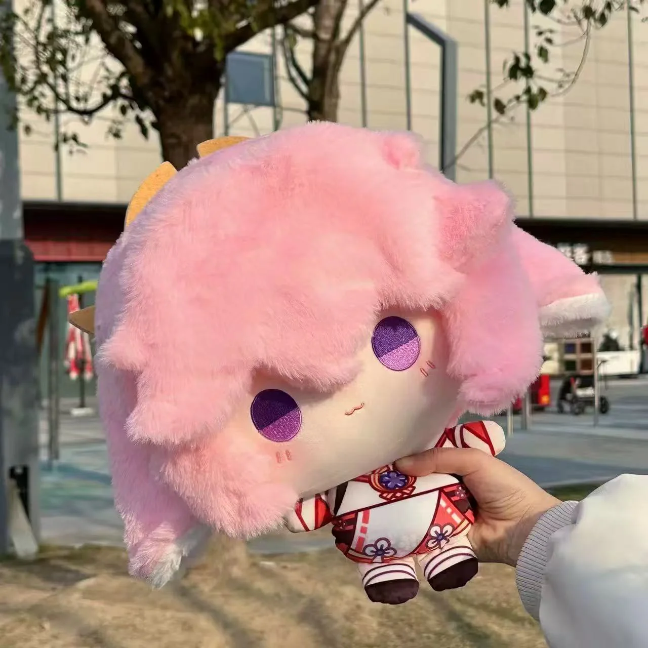 Smile House Fanmade Plushies Female Pink Big Head 30CM Plush Doll With Headpiece - Image 5