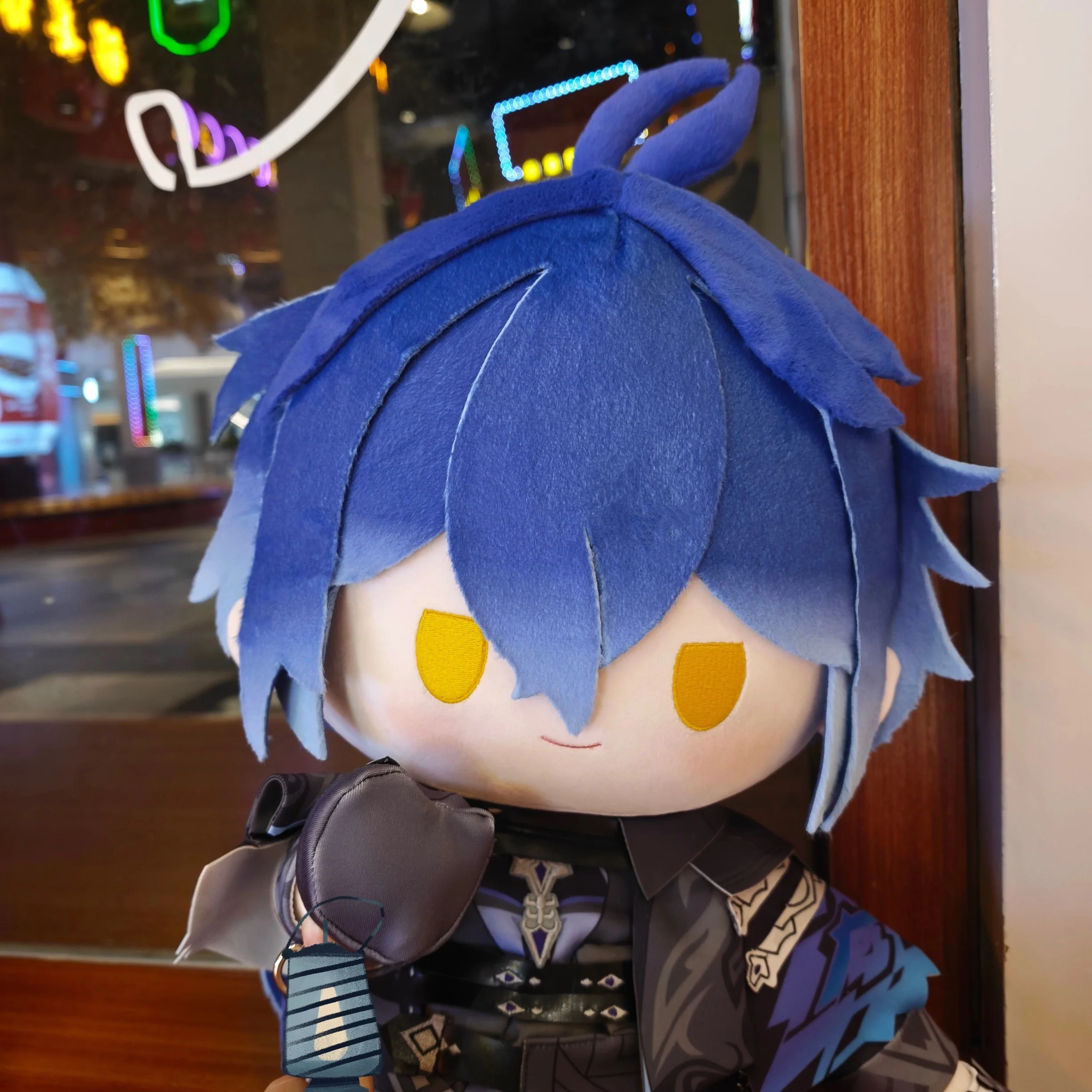 Smile House Fanmade Plushies Man Blue Hair Yellow Eyes Staring Style Sitting Plush Doll - Image 4