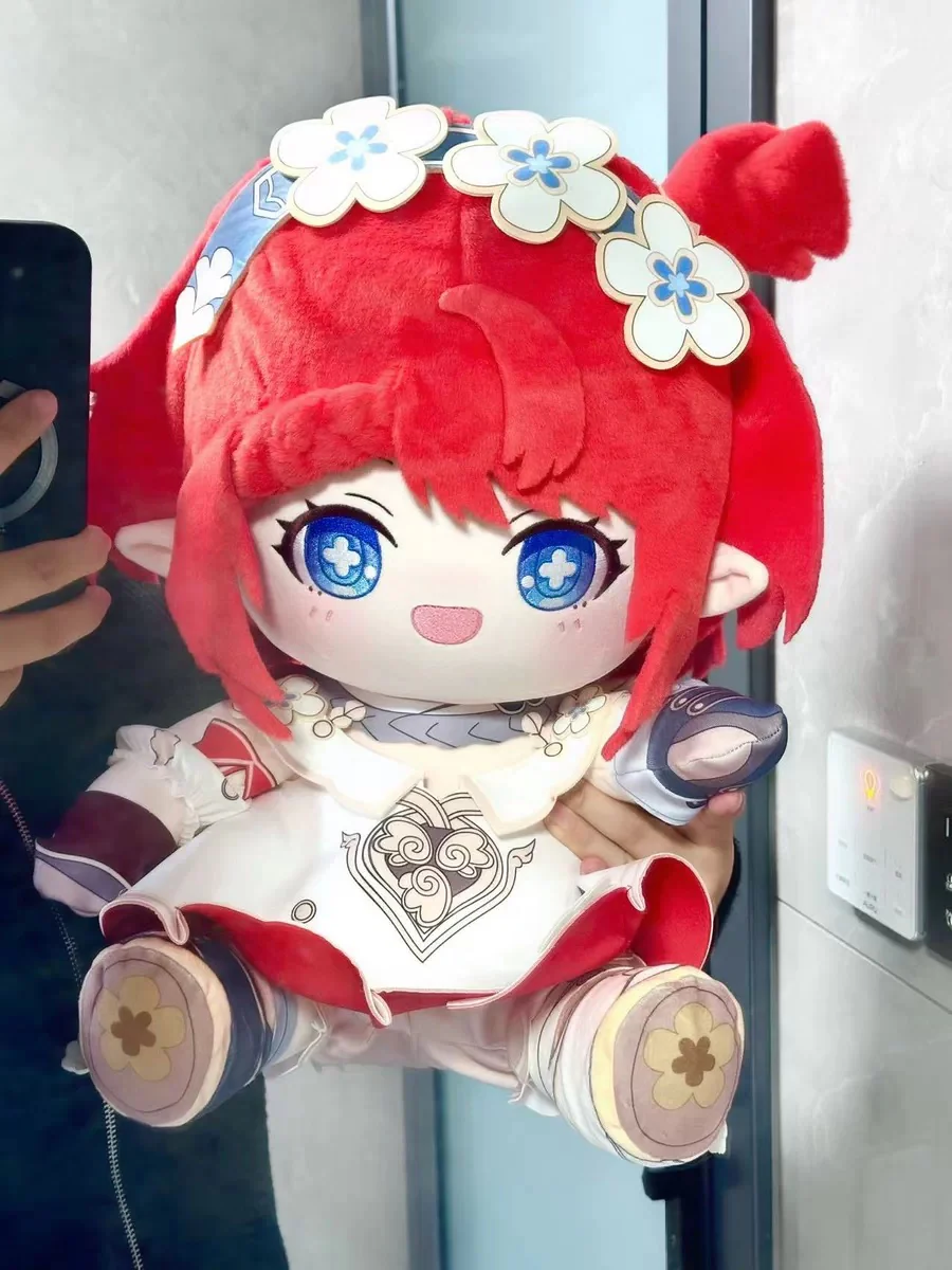 Smile House Fanmade Plushies Red Hair Flowers BIg Eyes Style Sitting Plush Doll - Image 4