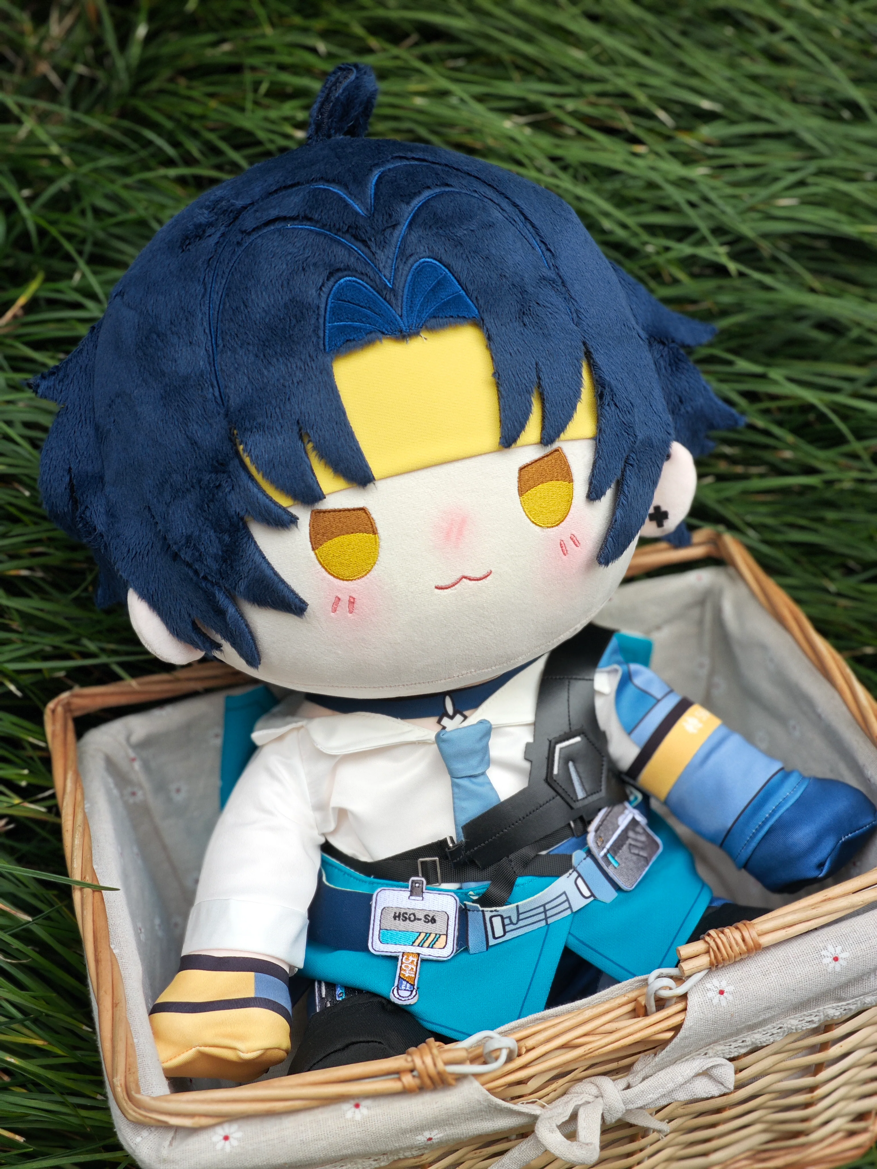 Smile House Fanart Plushtoy Plushies Male Blue Hair Staring Eyes Ver Plush Doll 40CM - Image 2