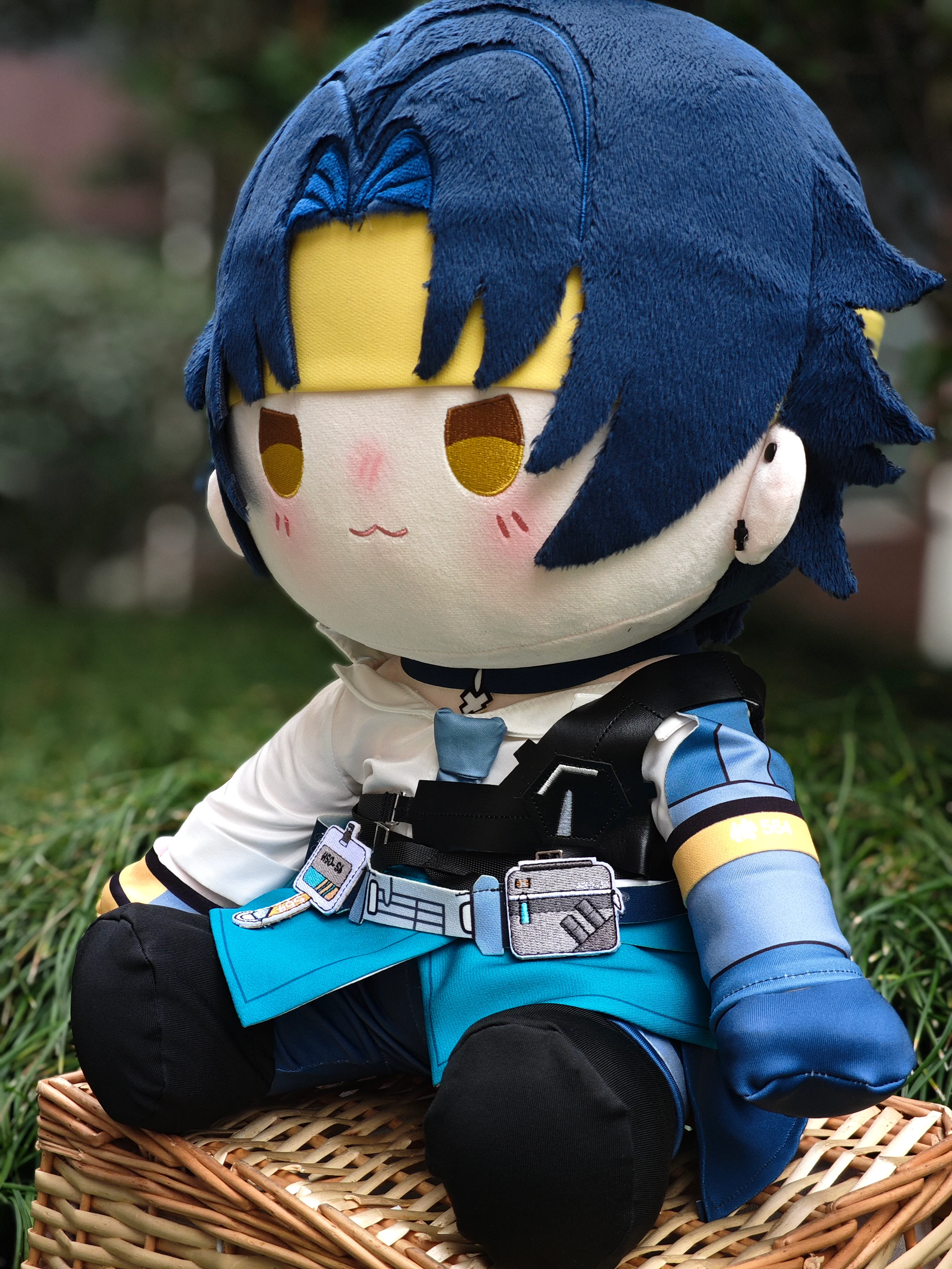 Smile House Fanart Plushtoy Plushies Male Blue Hair Staring Eyes Ver Plush Doll 40CM - Image 3